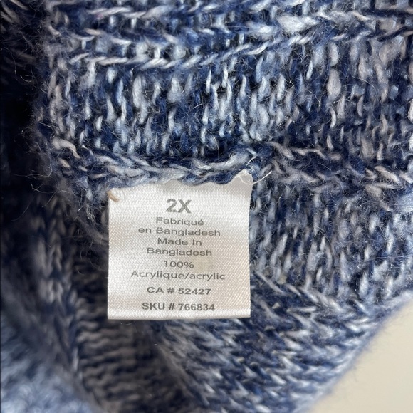 My Style V-Neck Knit Tunic Sweater Navy Blue Grey Mix Pockets Plus Size 2X - Picture 8 of 11